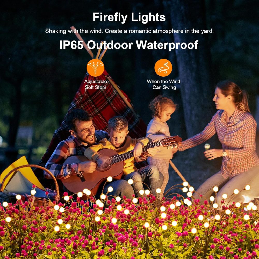 ASMAD Solar Lights Outdoor(4-Pack, 32 LEDs), Solar Garden Lights, Outdoor Decorations, Firefly Light for Patio Decor, Big Bulb, Unique Gifts for Women, Gifts for Grandma - Image 6