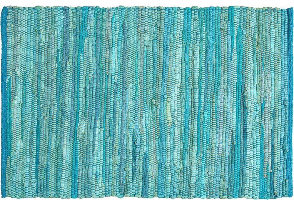 Rug Area Rugs Cotton Teal 2x3 Ft Multicolour Chindi for Livingroom Bedroom Washable RagRug Reversible Farmhouse Kitchen RunnerRug Carpet Area Runner Mat for Hallway, Entryway - Image 3